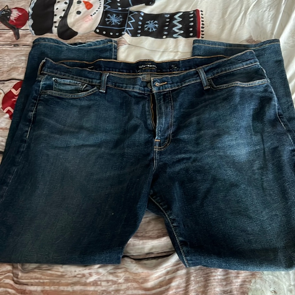 Men’s Lucky Brand 363 Straight Blue Jeans 42x34, Dark Wash-Great Condi…